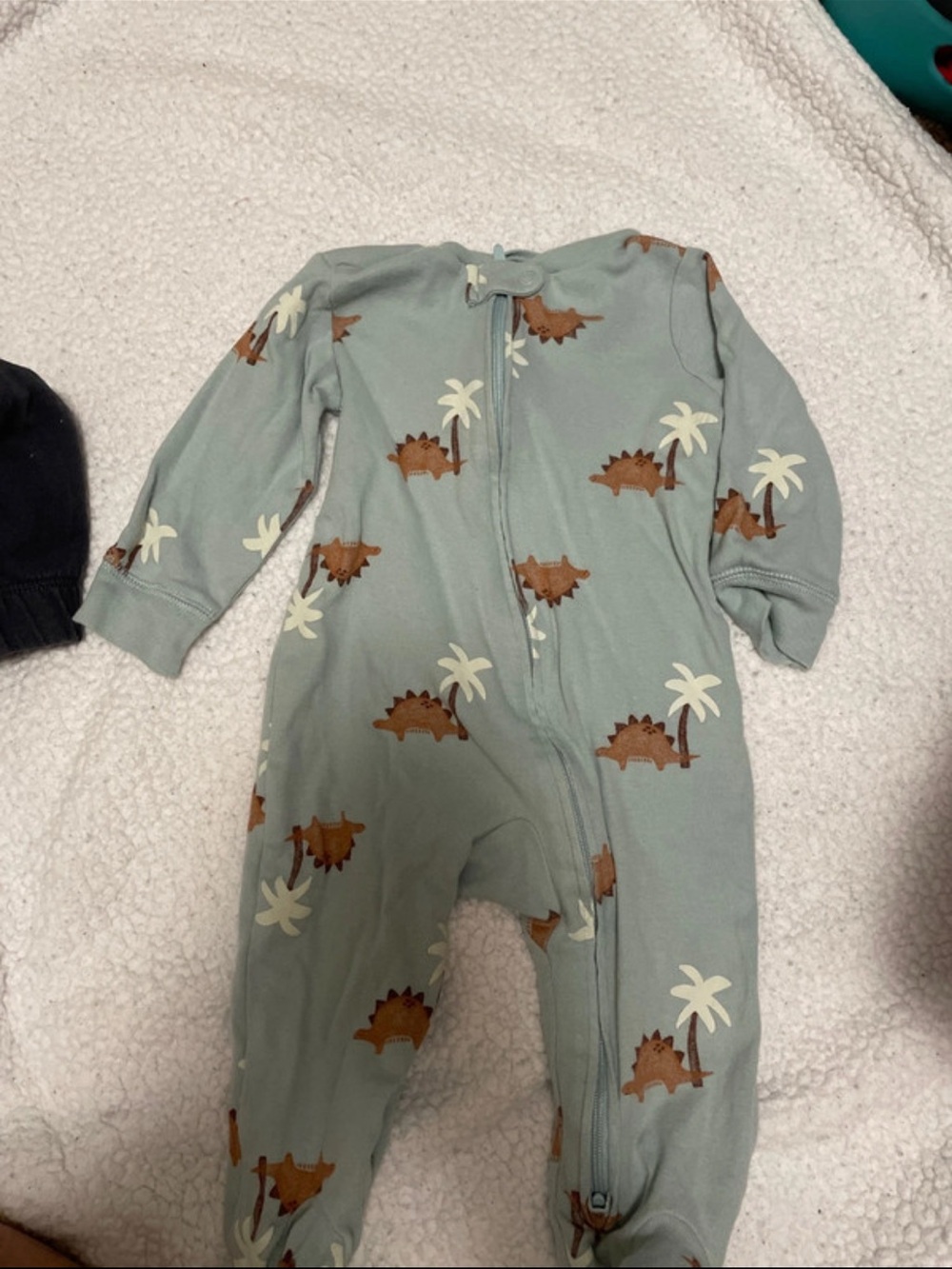 Carter's Sage Green Dino-Print Footed One-Piece
